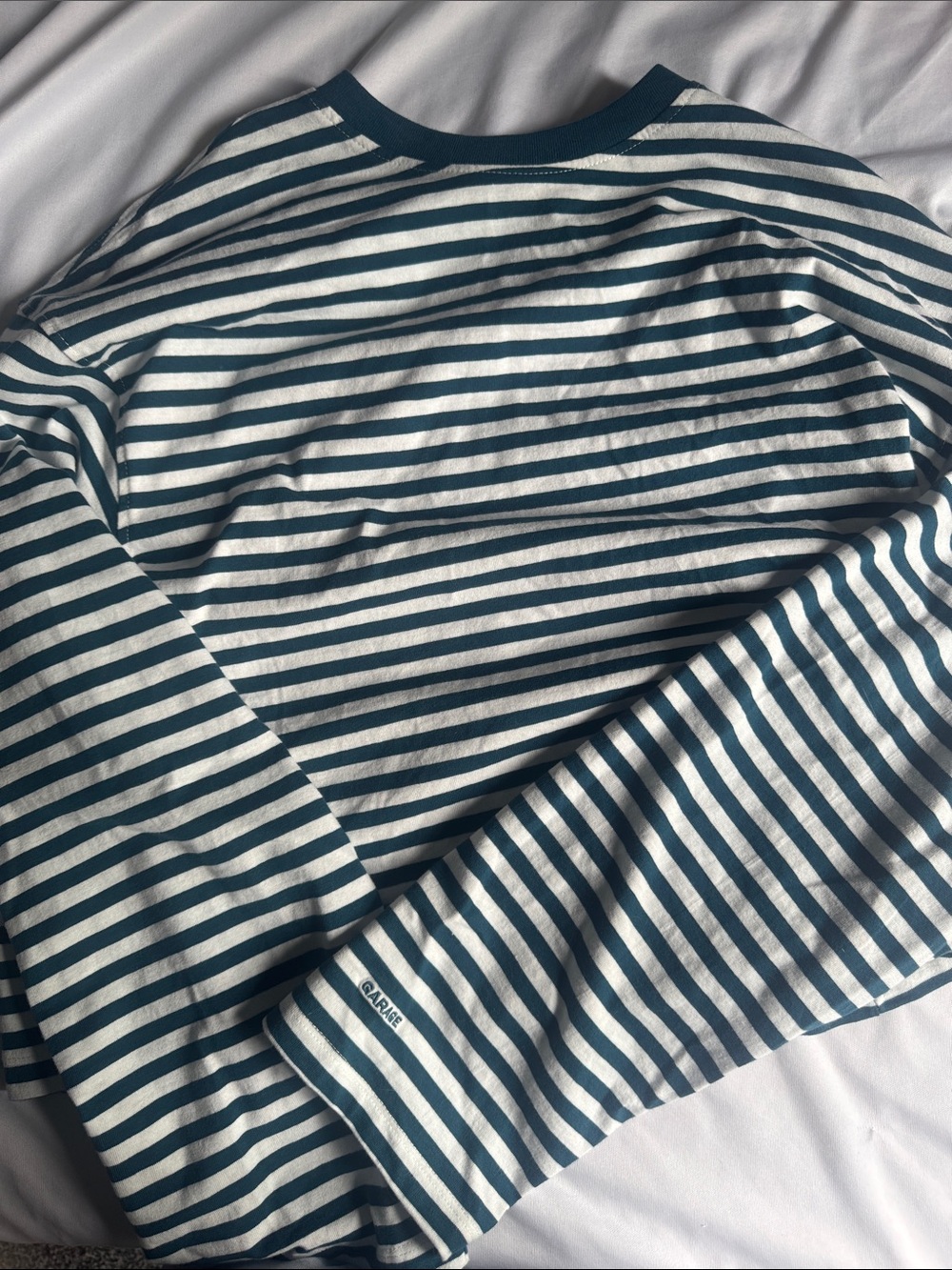 BNWOT GARAGE Striped Teal and White Longsleeve